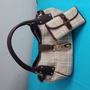 NWOT Dooney & Bourke Signature Jacquard Plaid Satchel Tote and Wallet
